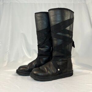 UGG Rina Black Knee High Boots w/ Wrapped Ribbons | Women’s 8